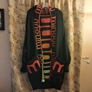 Minouu Cardigan Women's M/L Alpaca Blend Hooded Luxury Polish Made Boutique
